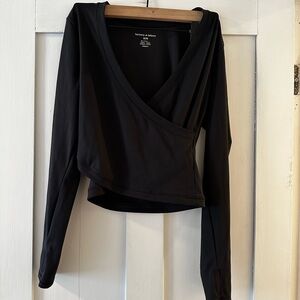 Harmony & Balance Black Wrap Long Sleeve Top